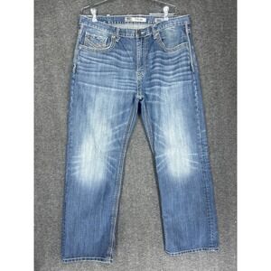 BKE Jeans Mens 36x30 Tyler Straight Stretch Denim Thick Stitch whiskering 36S
